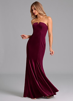 Azazie Yinnie Bridesmaid Dresses Cabernet Mermaid Strapless Velvet Convertible Dress image4