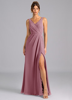 Azazie Bernice Final Sale Vintage Mauve A-Line Pleated Chiffon Dress image6