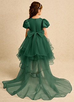 Azazie Cocoa Flower Girl Dresses Dark Green Ball-Gown Pleated Tulle Dress image7