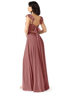 Azazie Everett Bridesmaid Dresses Desert Rose A-Line V-neck Ruched Chiffon Dress image2