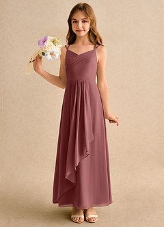 Azazie Zaida Girls Formal Flower Girl Dresses Amethyst A-Line Pleated Chiffon Dress image6