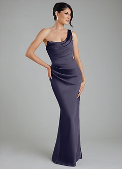 Azazie Sabrina Robes de demoiselle d'honneur Robe Sirène en Satin extensible Corset Bleu Orageux image1