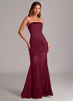 Azazie Uma Bridesmaid Dresses Mulberry Mermaid Strapless Chiffon Convertible Dress image3