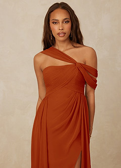 Christian Siriano Bridal for Azazie 1014 Bridesmaid Dresses Paprika A-Line Off the Shoulder Chiffon Dress image6