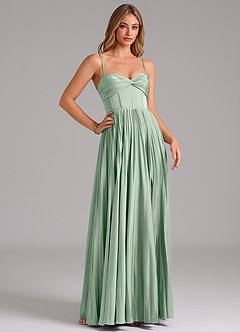Azazie Tyla Bridesmaid Dresses Agave A-Line Sweetheart Neckline Stretch Satin Dress image3