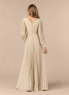 Azazie Zina Mother of the Bride Dresses Champagne A-Line Pleated Chiffon Dress image8