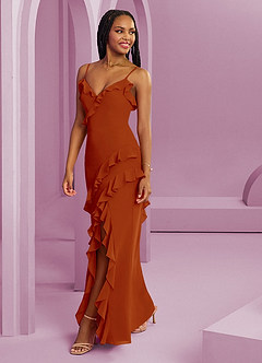 Barbie ♥ Azazie Bridesmaid Dresses Paprika Sheath Chiffon Dress image1