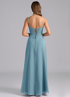 Azazie Valentine Bridesmaid Dresses Moody Blue A-Line Corset Chiffon Dress image2