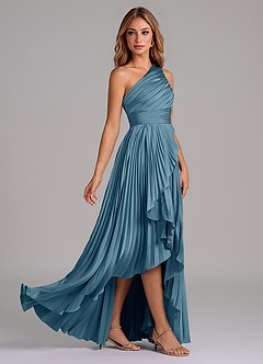 Azazie Lyrica Bridesmaid Dresses Bermuda A-Line One Shoulder Stretch Satin Dress image2