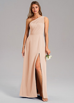 Azazie Phaedra Bridesmaid Dresses English Rose A-Line One Shoulder Chiffon Dress image3