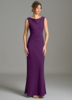 Azazie Kieryn Bridesmaid Dresses Grape Mermaid Pleated Chiffon Dress image5