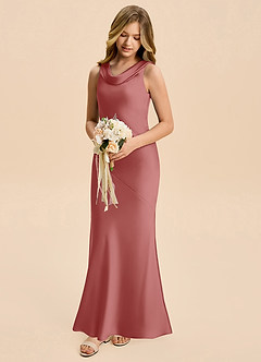 Azazie Rylina Junior Meerjungfrau-Linie Stretch-Satin Kleid Antike Rose image1