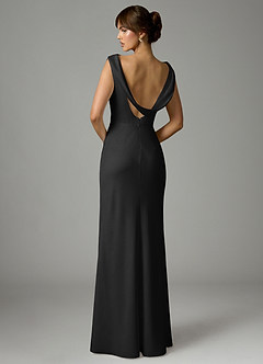 Azazie Kieryn Bridesmaid Dresses Black Mermaid Pleated Stretch Satin Dress image5