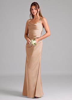 Azazie Lucille Bridesmaid Dresses English Rose Mermaid Strapless Stretch Satin Convertible Dress image3