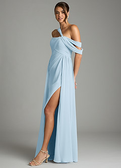 Azazie Kassandra Bridesmaid Dresses Sky Blue A-Line Off the Shoulder Chiffon Dress image4