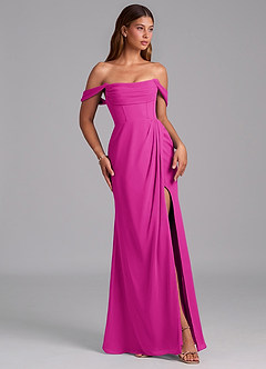 Azazie Johana Jurken voor bruidsmeisjes Converteerbaar Jurk van Chiffon met Zeemeermin Off the Shoulder Fuchsia image6
