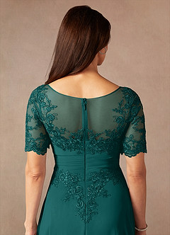 Azazie Raissa Final Sale Peacock A-Line Lace Chiffon Dress image8