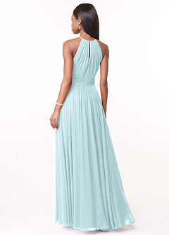 Azazie Cherish Bridesmaid Dresses Sea Glass A-Line Pleated Chiffon Dress image2