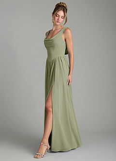 Azazie Novi Bridesmaid Dresses Pistachio A-Line Pleated Chiffon Dress image4