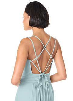 Azazie Farren Abiti da Damigella Abito Convertibile A-Line in Chiffon Plissettato Nebbia image7