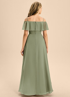 Azazie Maggie Junior Pistachio A-Line Off the Shoulder Chiffon Dress image6