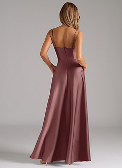 Azazie Elle Bridesmaid Dresses Vintage Mauve A-Line Pleated Stretch Satin Dress image7