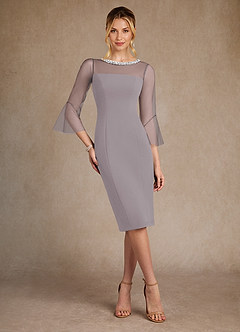 Azazie Bellevue Mère de la mariée Robes Robe Fourreau en Crêpe Élastique Perlé Crépuscule image4