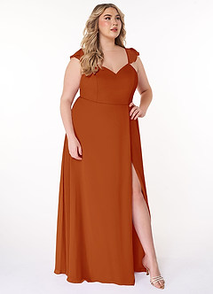 Azazie Everett Bridesmaid Dresses Paprika A-Line V-neck Ruched Chiffon Dress image9