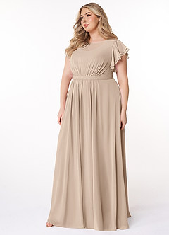 Azazie Daphne Modest Bridesmaid Dresses A-Line Ruffled Chiffon Floor-Length Dress image8