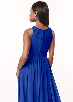 Azazie Harper Bridesmaid Dresses Royal Blue A-Line Pleated Chiffon Dress image4