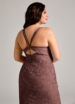 Azazie Mero Brudtärnklänningar Klä av Tubklänning i Blommig Utbrändhet Plisserad Espresso image12