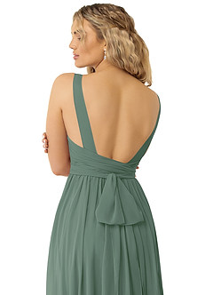 Azazie Kora Bridesmaid Dresses Eucalyptus A-Line Pleated Chiffon Dress image3