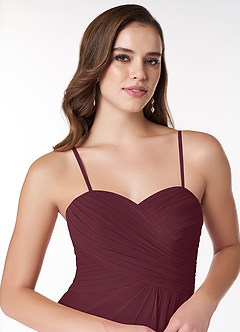 Azazie Arabella Allure Bridesmaid Dresses Cabernet A-Line Sweetheart Neckline Chiffon Convertible Dress image6