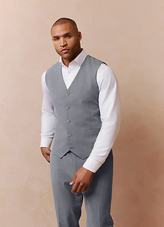 front Savile Grey Wool Blend Suit Vest