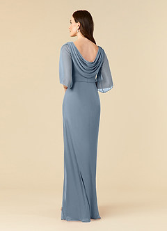 Azazie Magdalene vestidos de madre de la novia Vestido de Azul Polvoriento de Malla de Vestido tubo con Lentejuela image3