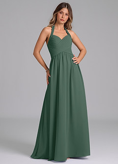 Azazie Darlyn Bridesmaid Dresses Sea Moss A-Line Pleated Chiffon Dress image3