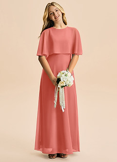 Azazie Maris Junior Robe Trapèze en Mousseline de soie Rose Saumon image4