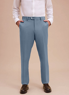 front Ethan Dusty Blue Refined Weave Dress Pants