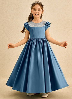Azazie Toffee Abiti da Ragazza di Fiori Abito Stile Principessa in Raso Opaco Fiocco Bermuda image3