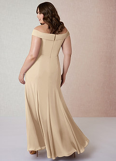Azazie Lecia Brautjungfernkleider Wandelbar Empire Schulterfrei, plissiert Chiffon Kleid Champagner image9