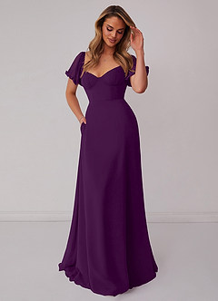 Barbie ♥ Azazie Bridesmaid Dresses Grape A-Line Pleated Chiffon Dress image5