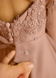 Azazie Precious Blumenmädchenkleider A-Linie Spitze Tüll Kleid Champagner Rosa image6