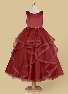 Azazie Sofia Flower Girl Dresses Rust A-Line Beaded Tulle Dress image5
