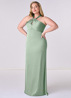 Barbie ♥ Azazie Brautjungfernkleider Etui Stretch-Satin Kleid Agave image9