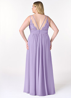 Azazie Maren Allure Bridesmaid Dresses Lilac A-Line V-Neck Lace Chiffon Dress image7
