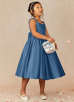 Azazie Cutie Pie Flower Girl Dresses Twilight A-Line Pleated Matte Satin Dress image1