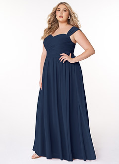 Azazie Zapheira Bridesmaid Dresses Dark Navy A-Line Ruched Chiffon Dress image7