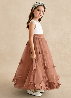 Azazie Vi Flower Girl Dresses Bronzer A-Line Sleeveless Tulle Dress image7