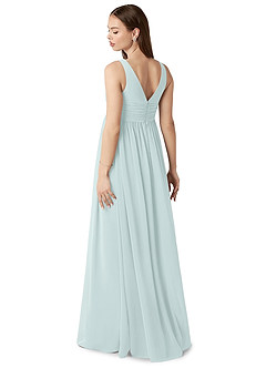 Azazie Yetta Brautjungfernkleider für Schwangere A-Linie V-Hals Versammelt Chiffon Bodenlänge Kleid image5