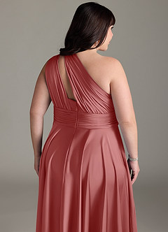 Azazie Charlize Jurken voor bruidsmeisjes Jurk van Stretch Satijn met A-lijn One-shoulder Antieke Roos image16